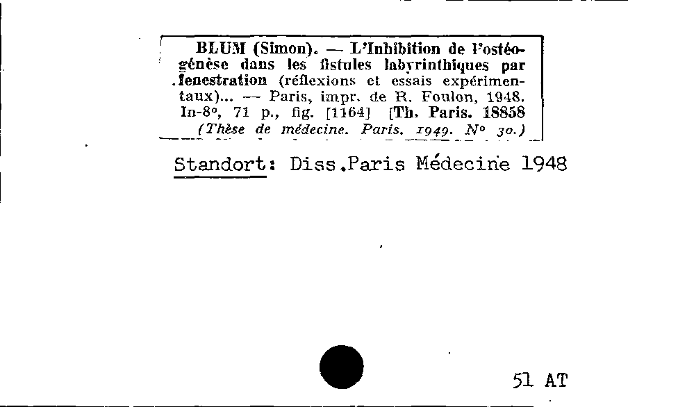 [Katalogkarte Dissertationenkatalog bis 1980]