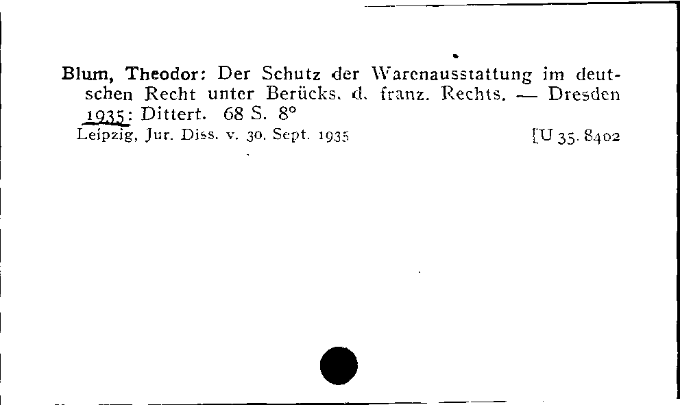 [Katalogkarte Dissertationenkatalog bis 1980]