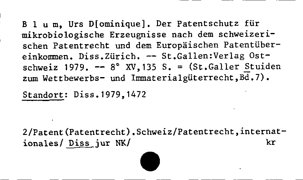 [Katalogkarte Dissertationenkatalog bis 1980]