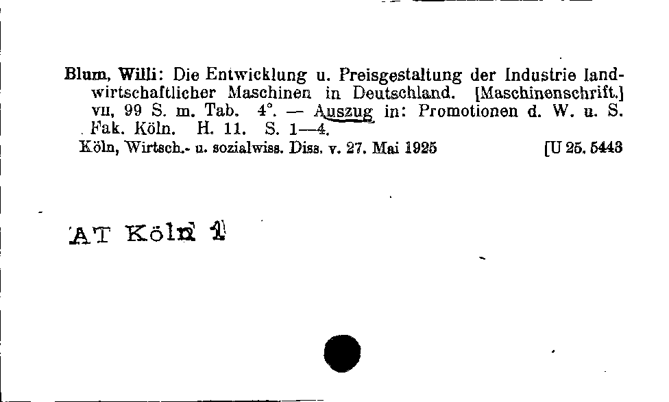 [Katalogkarte Dissertationenkatalog bis 1980]