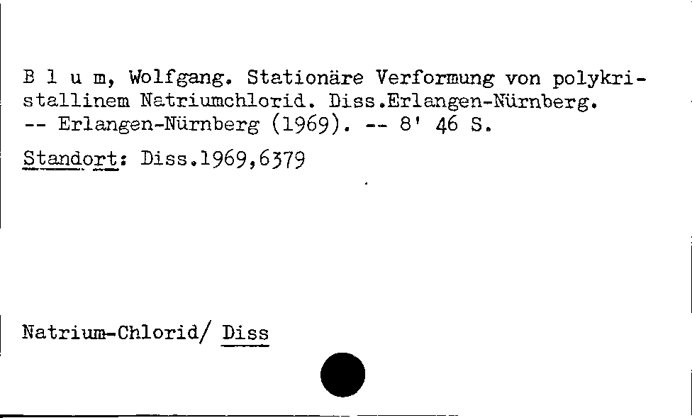 [Katalogkarte Dissertationenkatalog bis 1980]