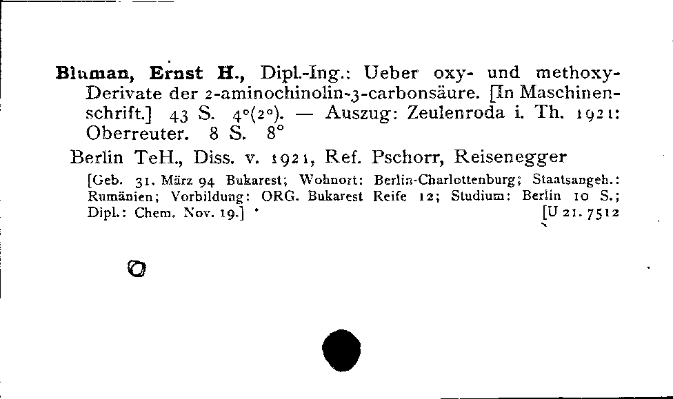 [Katalogkarte Dissertationenkatalog bis 1980]