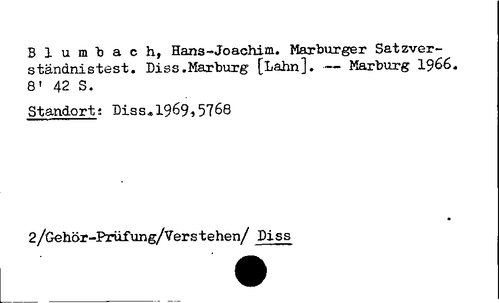 [Katalogkarte Dissertationenkatalog bis 1980]