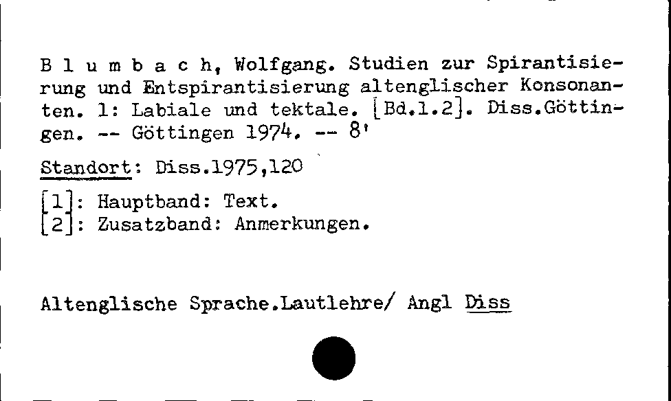 [Katalogkarte Dissertationenkatalog bis 1980]