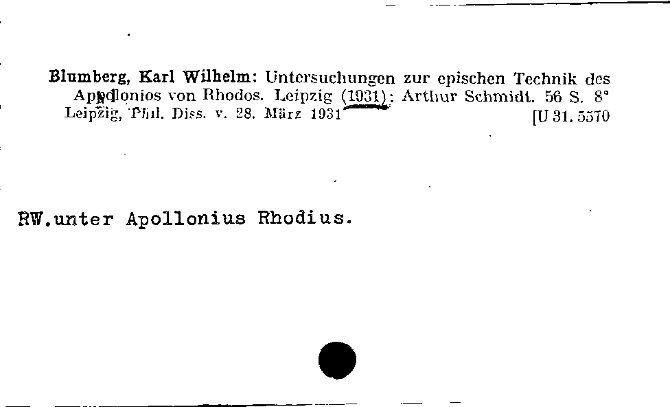 [Katalogkarte Dissertationenkatalog bis 1980]