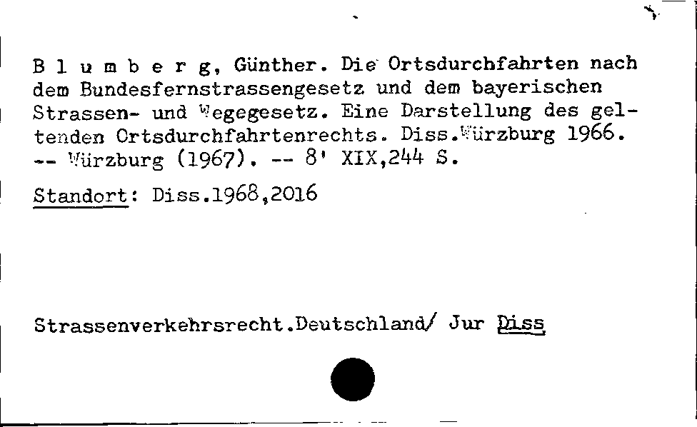 [Katalogkarte Dissertationenkatalog bis 1980]