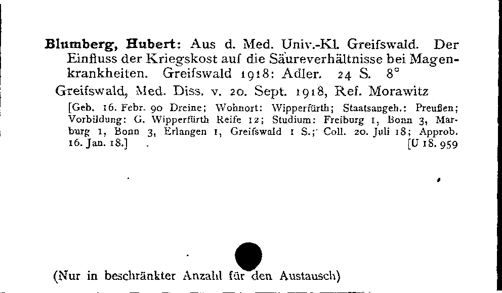 [Katalogkarte Dissertationenkatalog bis 1980]