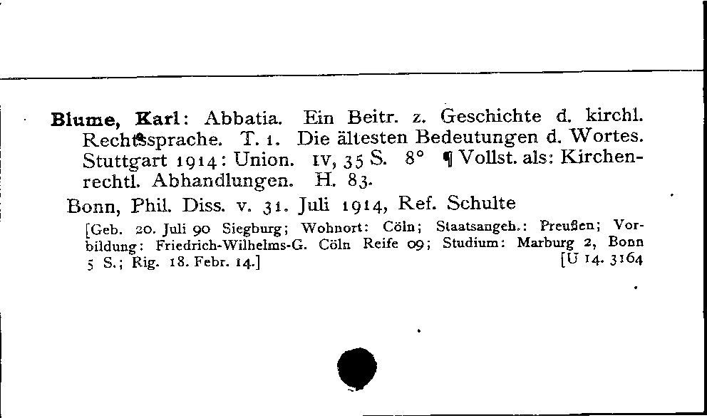 [Katalogkarte Dissertationenkatalog bis 1980]