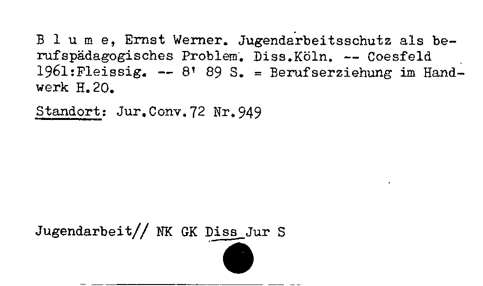 [Katalogkarte Dissertationenkatalog bis 1980]