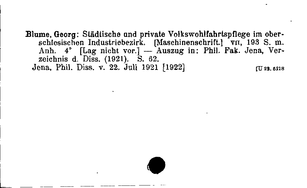 [Katalogkarte Dissertationenkatalog bis 1980]