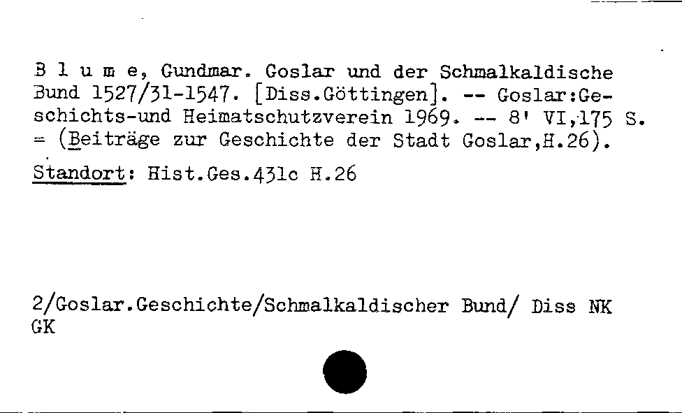 [Katalogkarte Dissertationenkatalog bis 1980]