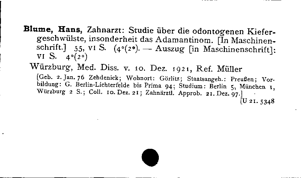 [Katalogkarte Dissertationenkatalog bis 1980]