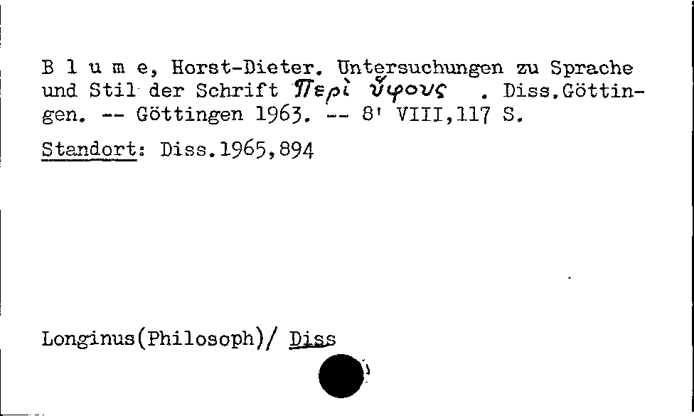 [Katalogkarte Dissertationenkatalog bis 1980]