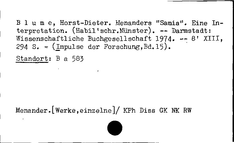 [Katalogkarte Dissertationenkatalog bis 1980]