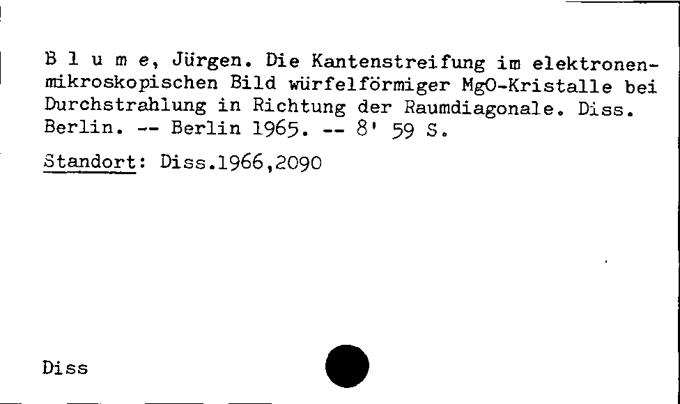 [Katalogkarte Dissertationenkatalog bis 1980]