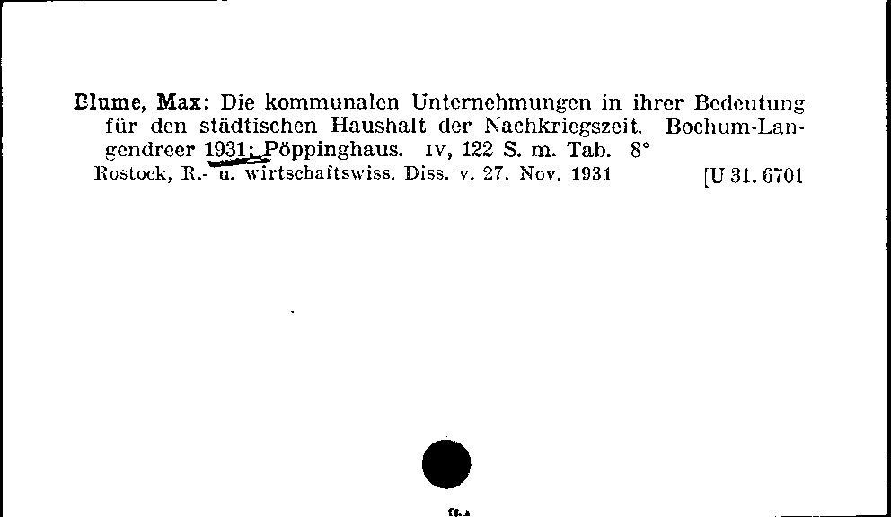 [Katalogkarte Dissertationenkatalog bis 1980]