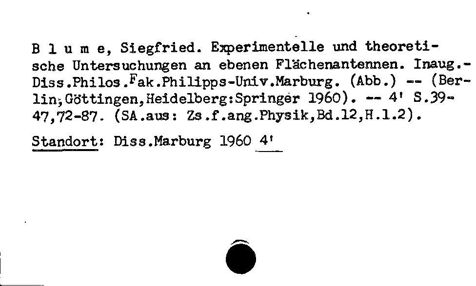 [Katalogkarte Dissertationenkatalog bis 1980]