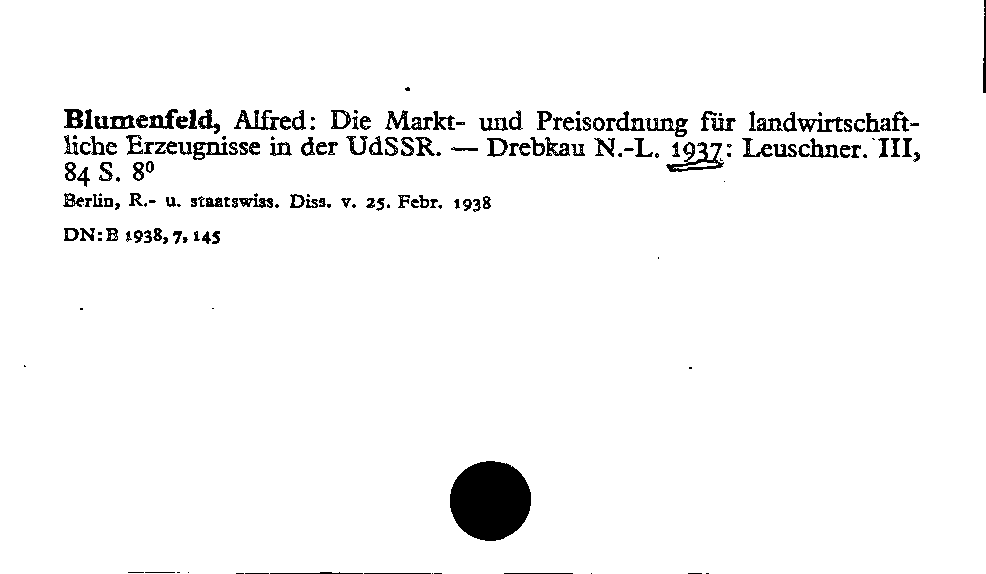 [Katalogkarte Dissertationenkatalog bis 1980]