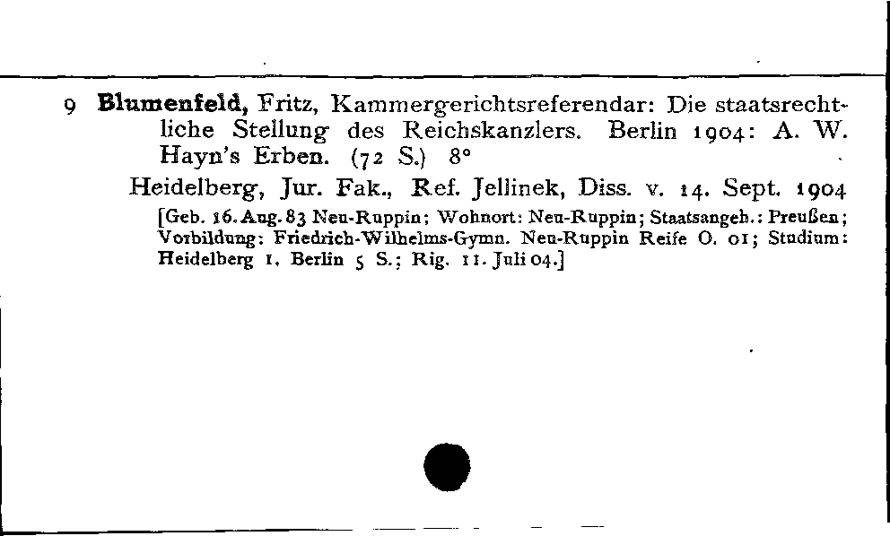 [Katalogkarte Dissertationenkatalog bis 1980]