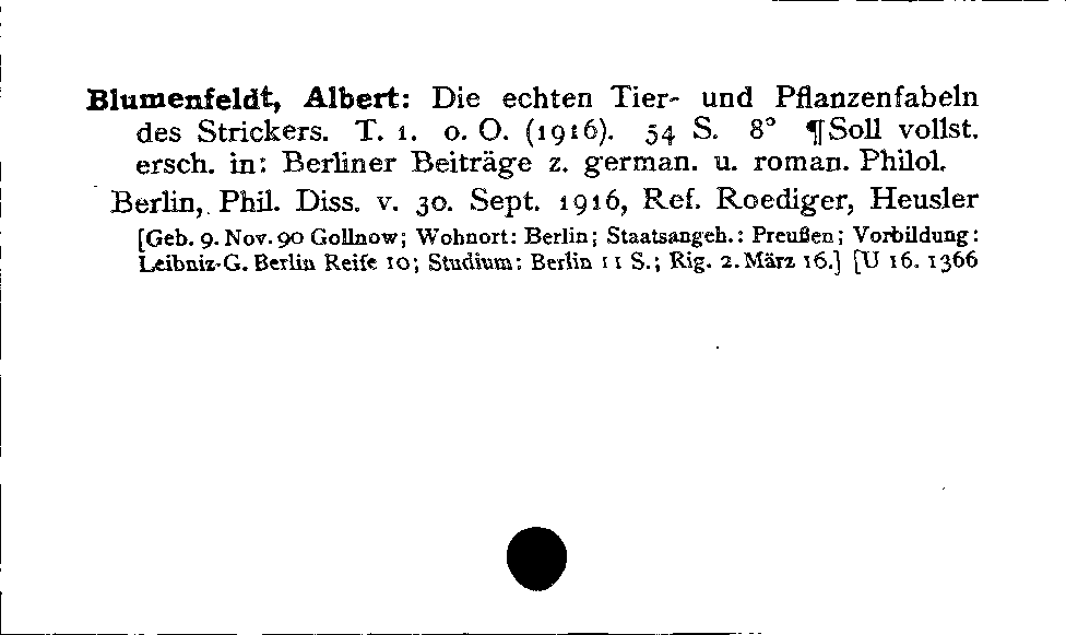 [Katalogkarte Dissertationenkatalog bis 1980]