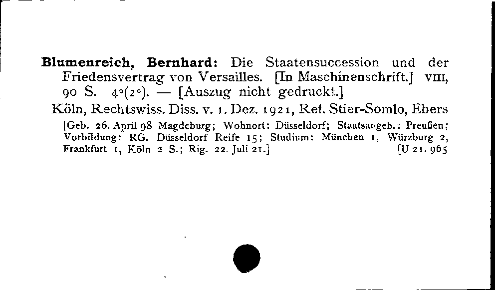 [Katalogkarte Dissertationenkatalog bis 1980]