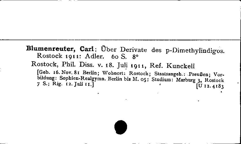 [Katalogkarte Dissertationenkatalog bis 1980]