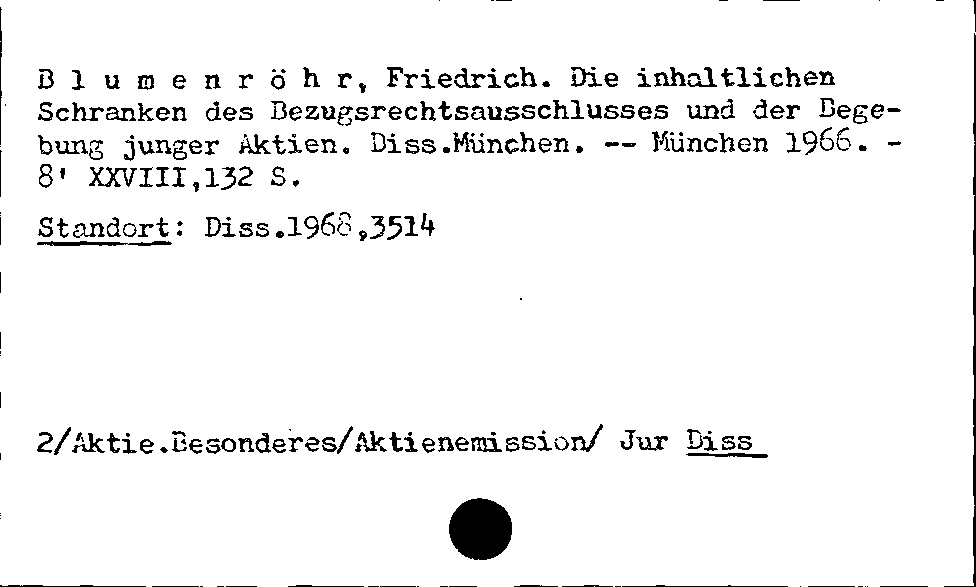 [Katalogkarte Dissertationenkatalog bis 1980]