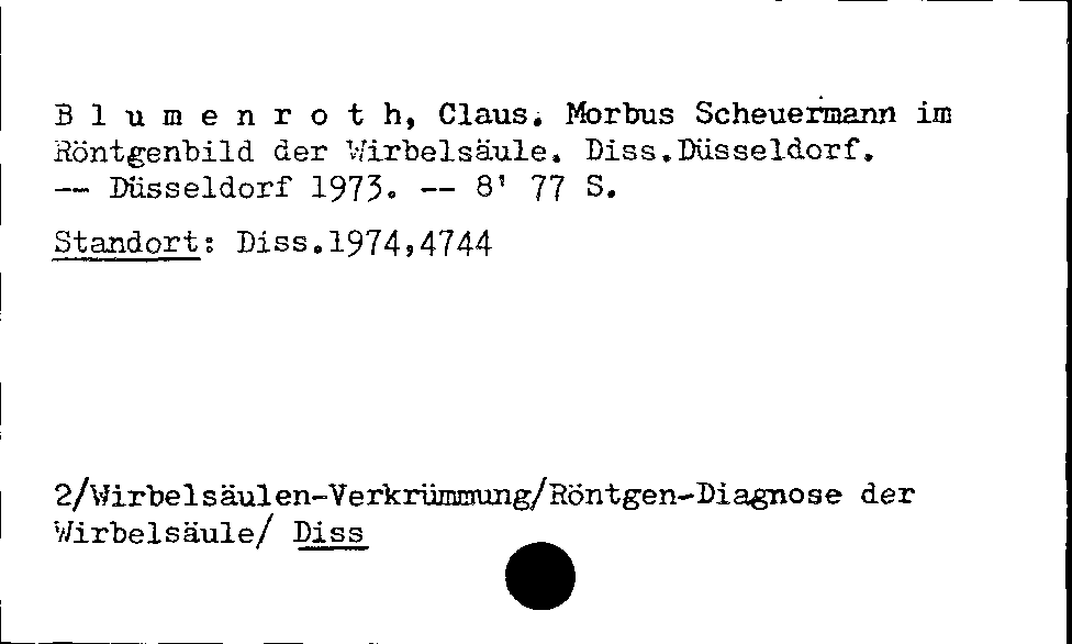 [Katalogkarte Dissertationenkatalog bis 1980]