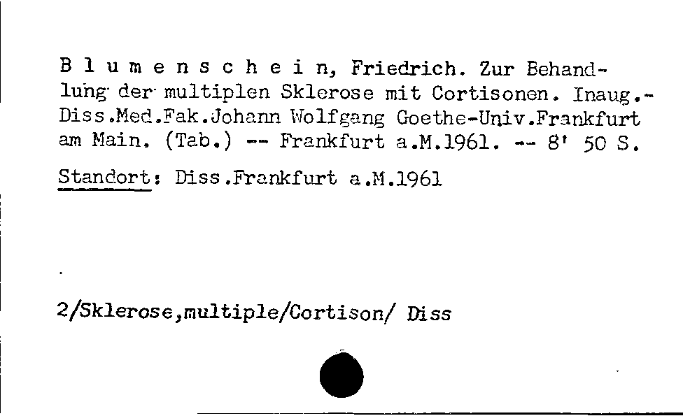 [Katalogkarte Dissertationenkatalog bis 1980]