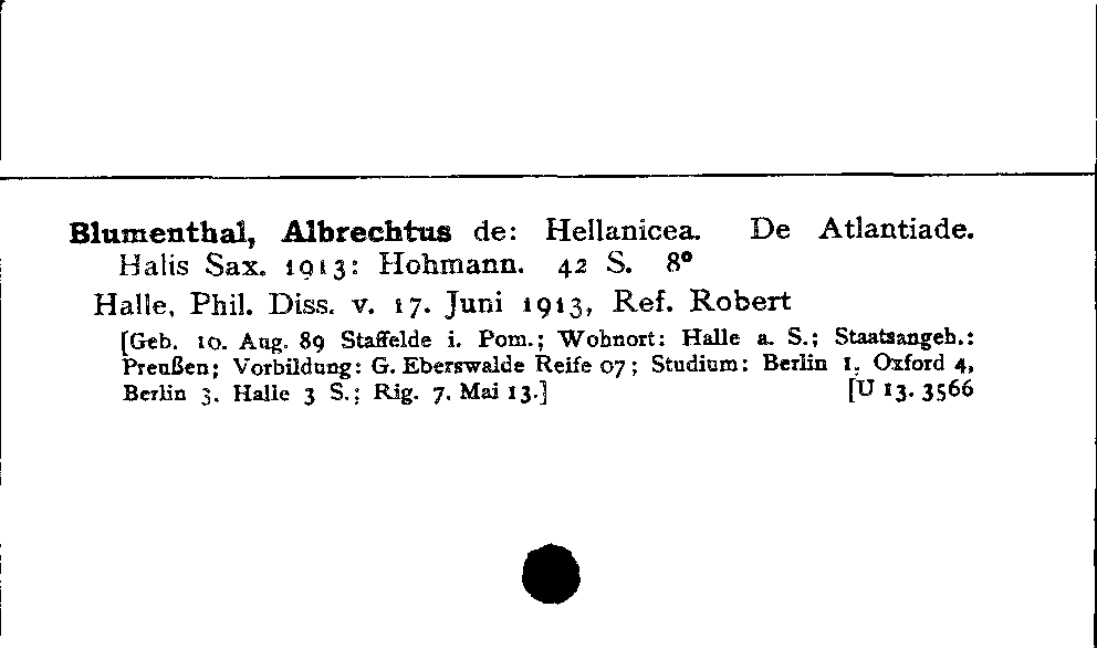 [Katalogkarte Dissertationenkatalog bis 1980]