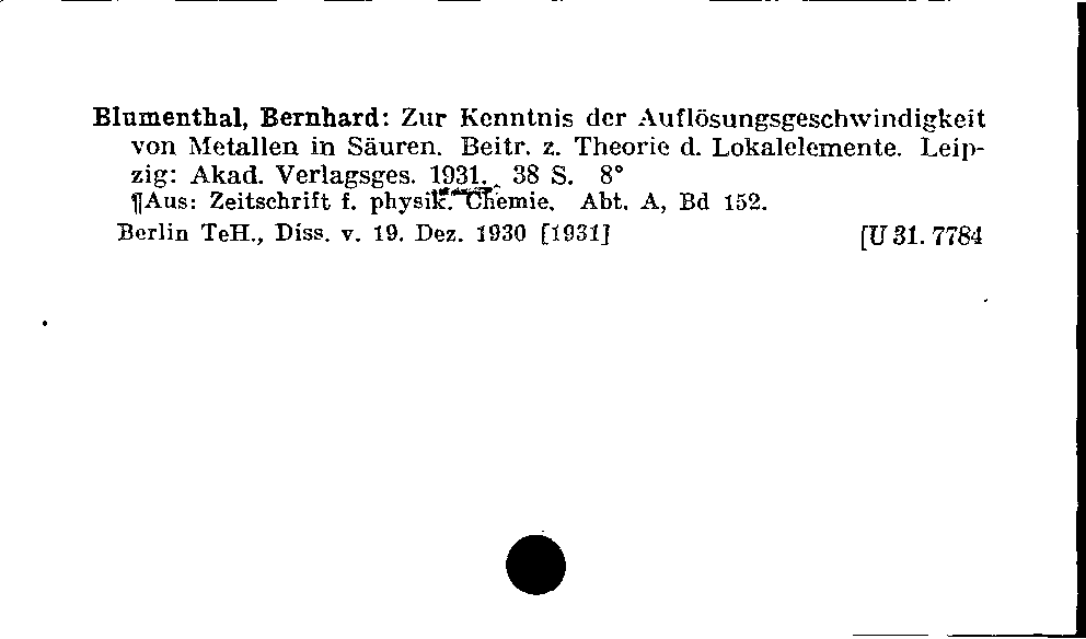 [Katalogkarte Dissertationenkatalog bis 1980]