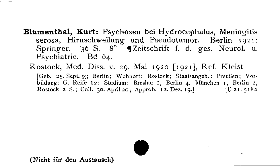 [Katalogkarte Dissertationenkatalog bis 1980]