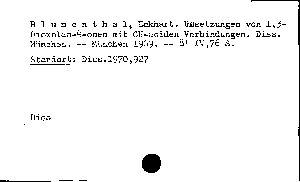 [Katalogkarte Dissertationenkatalog bis 1980]