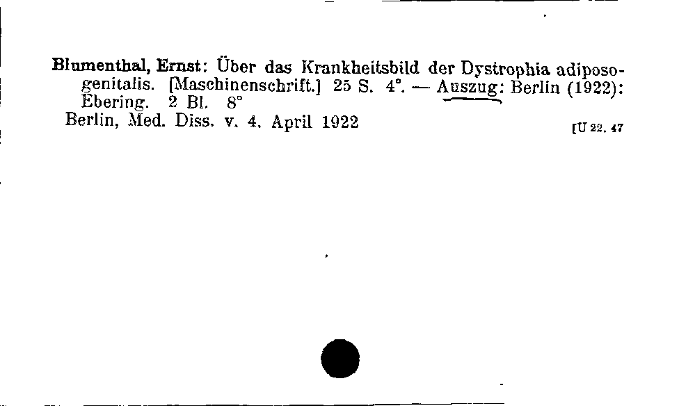 [Katalogkarte Dissertationenkatalog bis 1980]