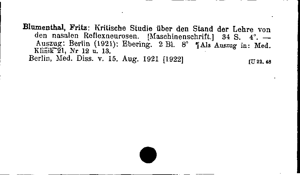 [Katalogkarte Dissertationenkatalog bis 1980]