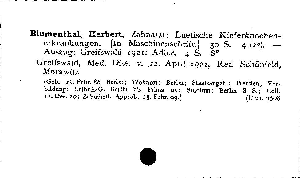 [Katalogkarte Dissertationenkatalog bis 1980]