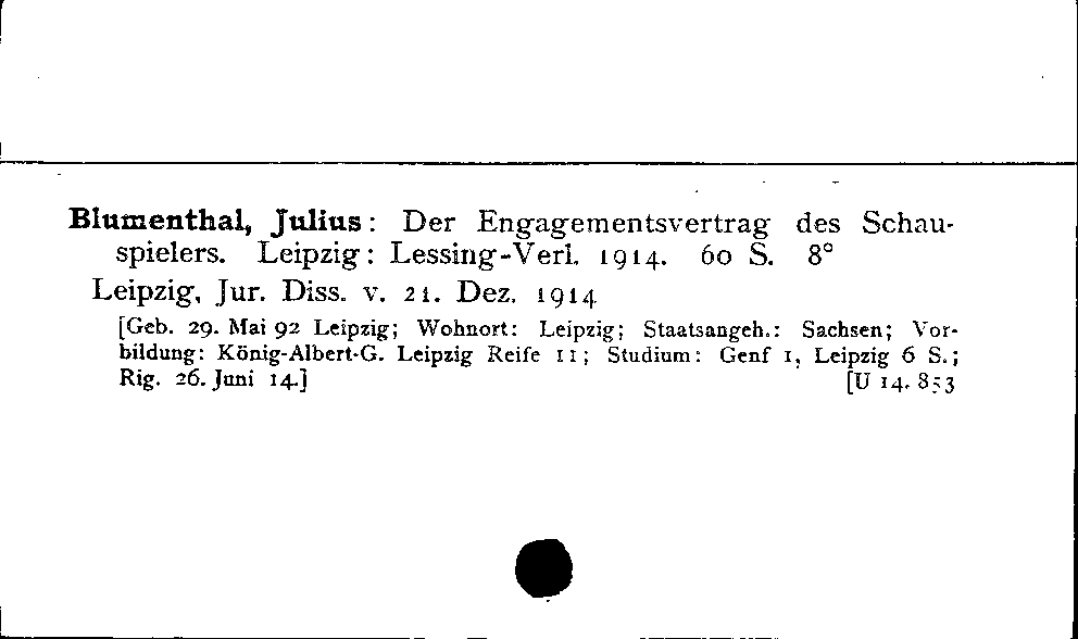 [Katalogkarte Dissertationenkatalog bis 1980]