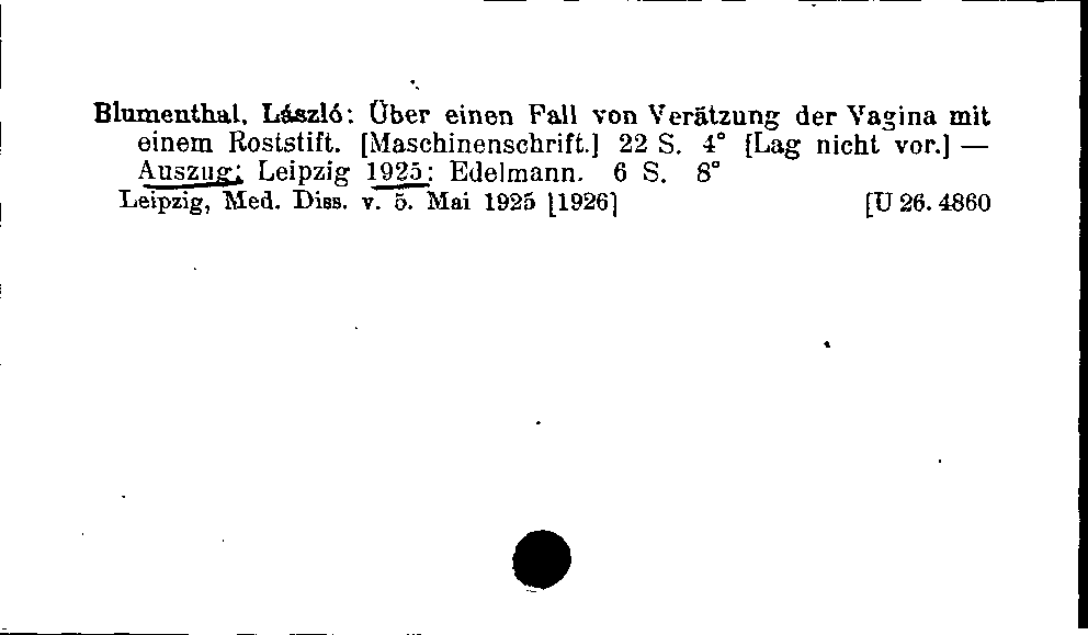 [Katalogkarte Dissertationenkatalog bis 1980]