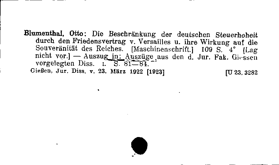 [Katalogkarte Dissertationenkatalog bis 1980]