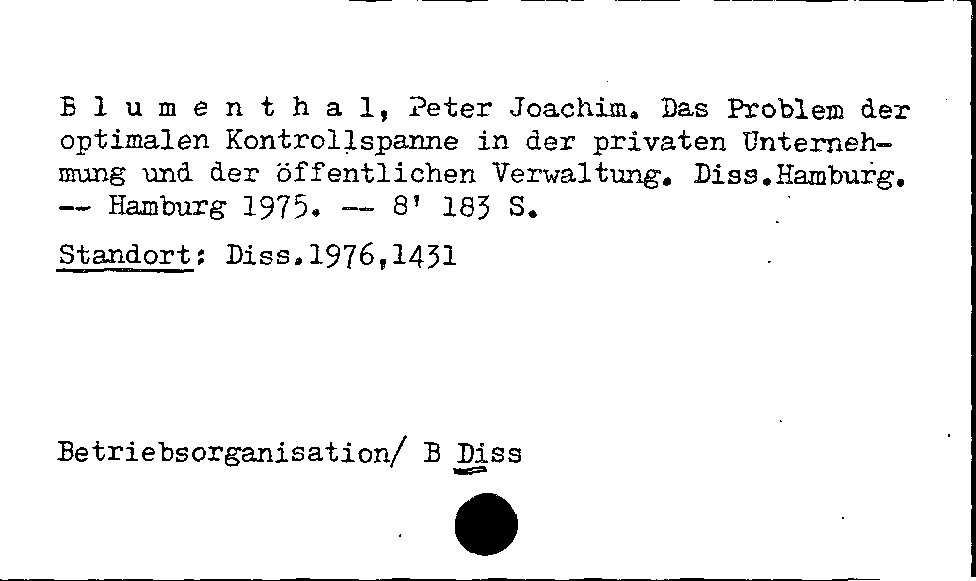 [Katalogkarte Dissertationenkatalog bis 1980]