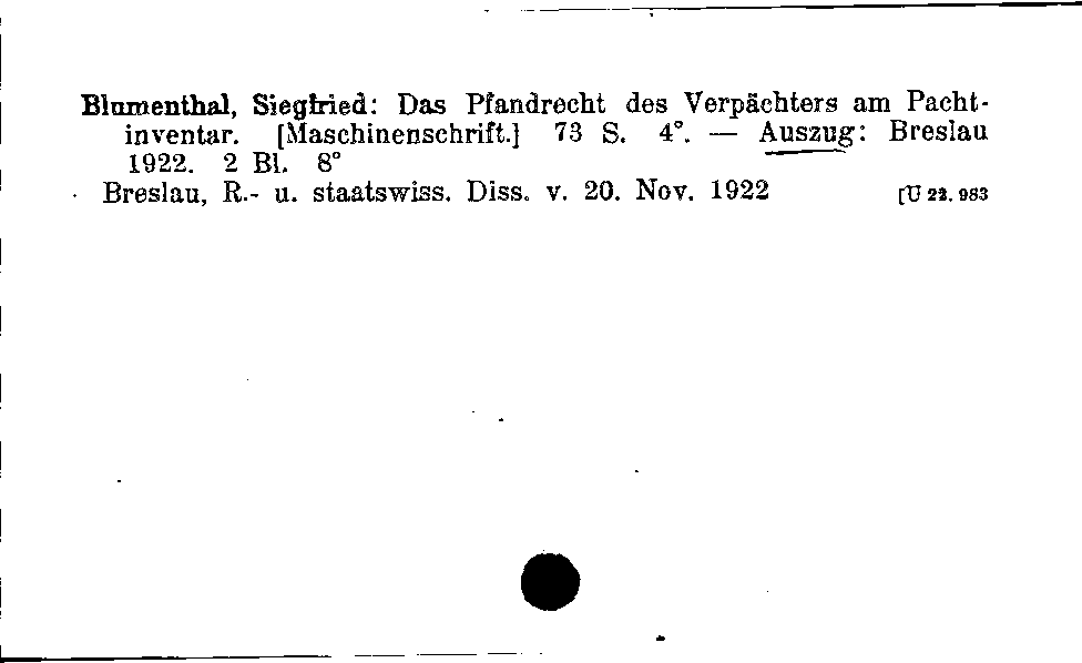 [Katalogkarte Dissertationenkatalog bis 1980]