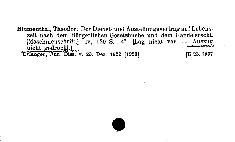 [Katalogkarte Dissertationenkatalog bis 1980]