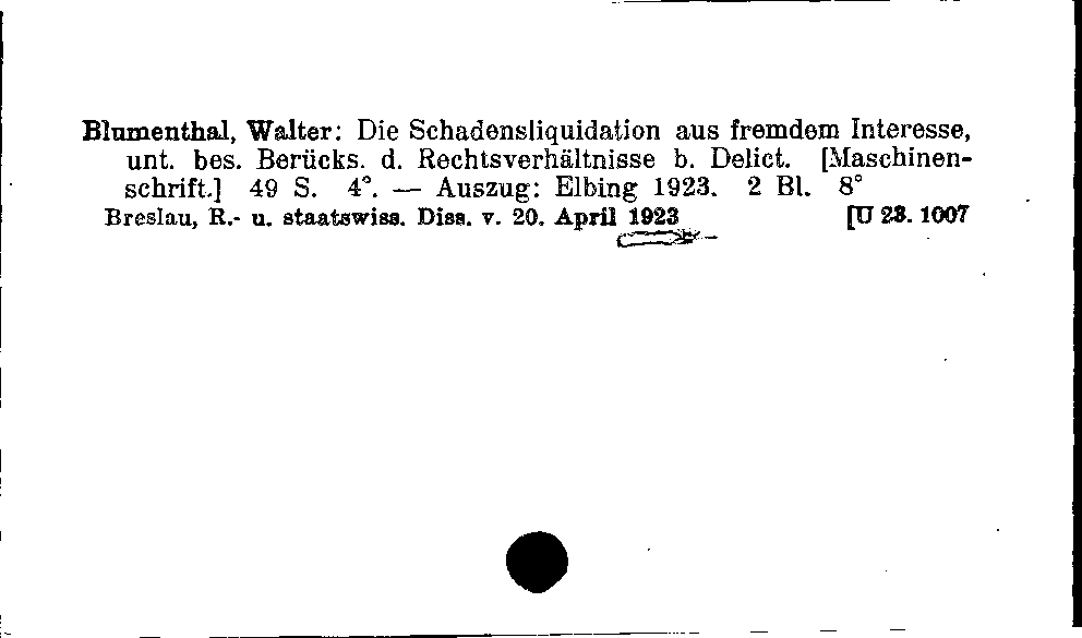 [Katalogkarte Dissertationenkatalog bis 1980]