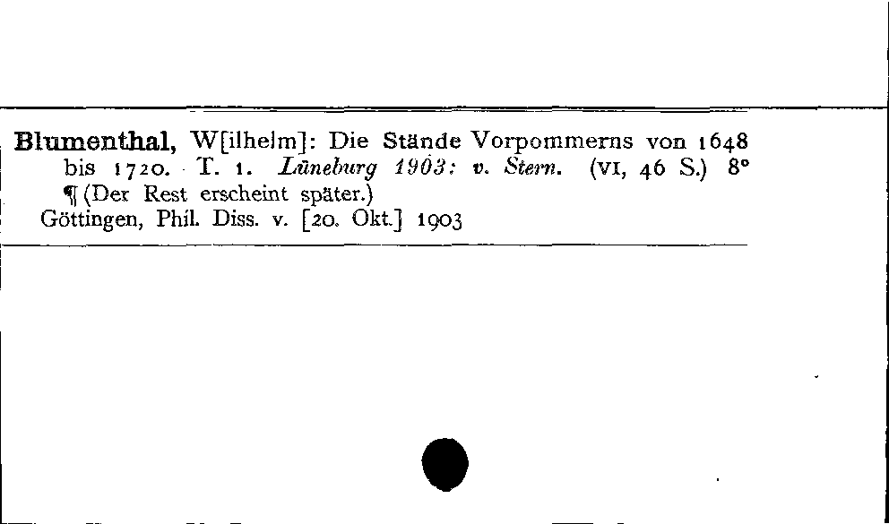 [Katalogkarte Dissertationenkatalog bis 1980]