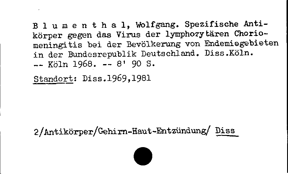 [Katalogkarte Dissertationenkatalog bis 1980]