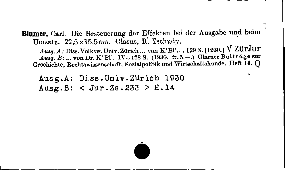 [Katalogkarte Dissertationenkatalog bis 1980]