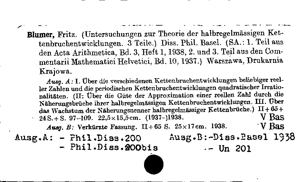 [Katalogkarte Dissertationenkatalog bis 1980]