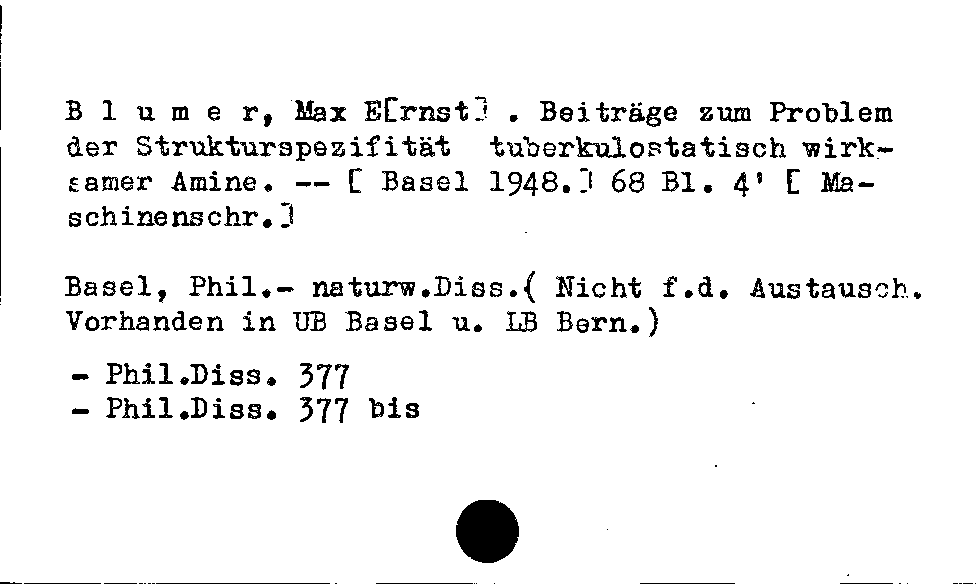 [Katalogkarte Dissertationenkatalog bis 1980]