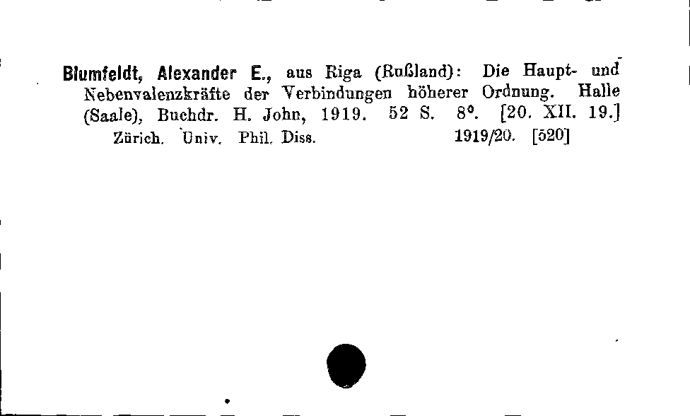 [Katalogkarte Dissertationenkatalog bis 1980]