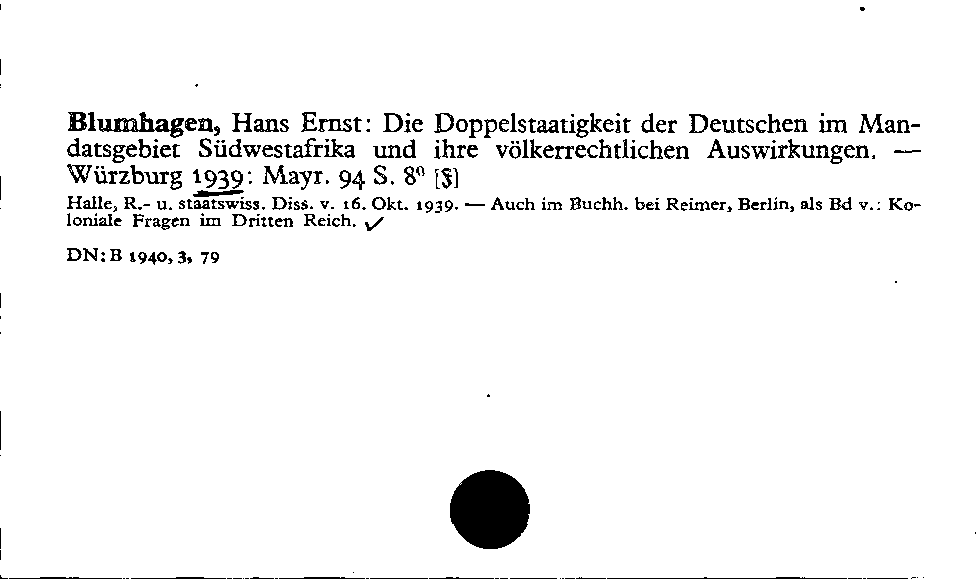 [Katalogkarte Dissertationenkatalog bis 1980]